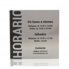 Placa Horario Comercial Acero Inoxidable