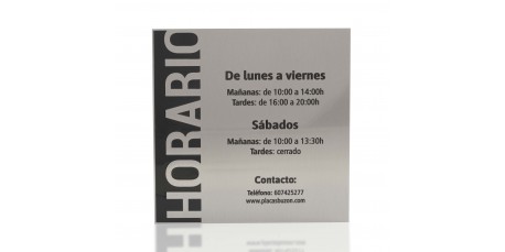 Placa Horario Comercial Acero Inoxidable