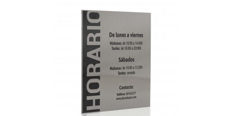 Placa Horario Comercial Acero Inoxidable