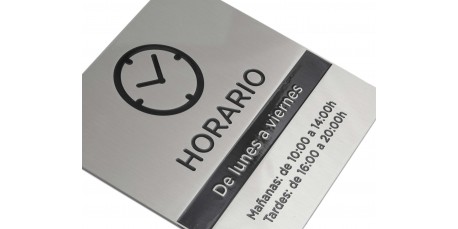 Placa Horario Comercial Acero Inoxidable