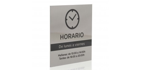 Placa Horario Comercial Acero Inoxidable