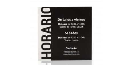 Placa Horario Tienda Plástico Exterior