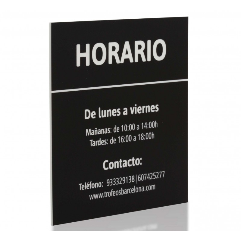 Placa Horario Transparente para Negocios y Tiendas