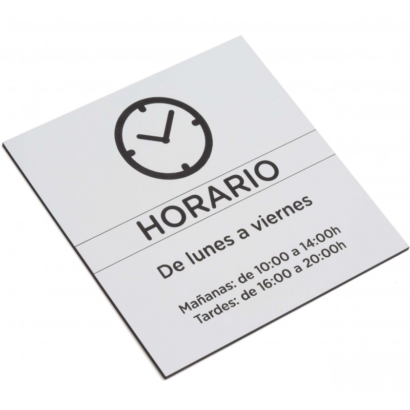 Placa Horario Transparente para Negocios y Tiendas