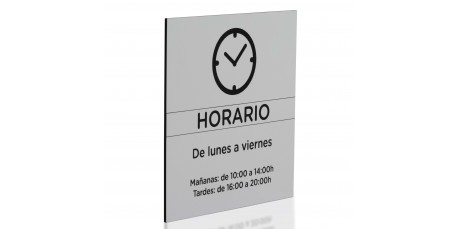 Placa Horario Comercial Acero Inoxidable