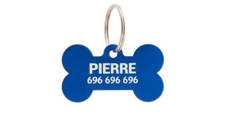 Placa Identificación Perro Mascota azul