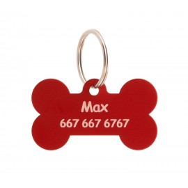 Placa Hueso para Mascota Aluminio Rojo